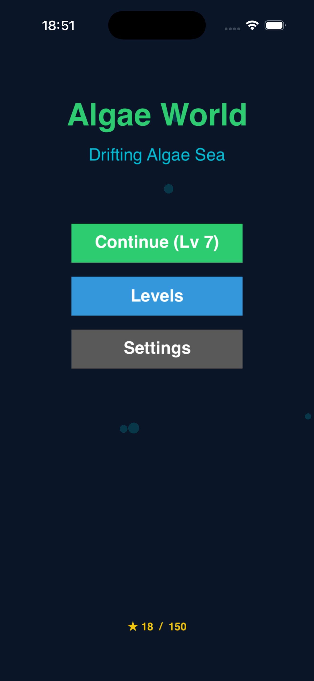 Algae World main menu